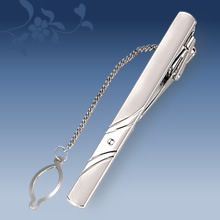 Picture of Metal tie clip men's suit chain 140 simple flower type business atmosphere with drill tie clip