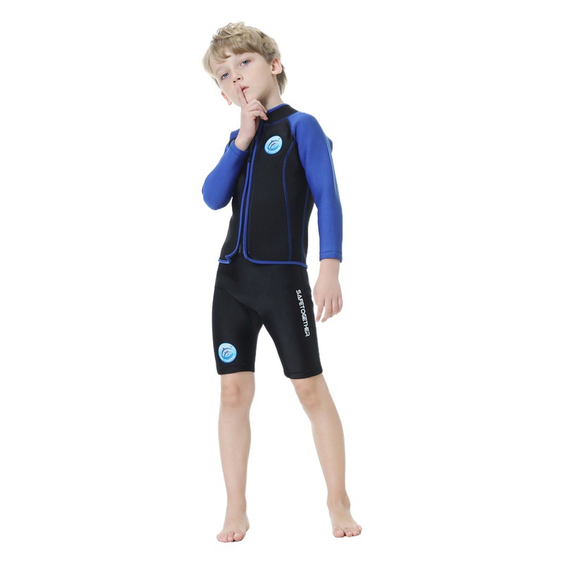 Children's diving suit 2.5mm split warm winter swimsuit boys and girls long sleeve snorkeling surfing jellyfish suit R009