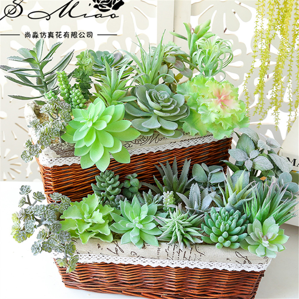 Picture of 003 Flocked Green Succulent Flower Head Creative DIY Supplies Bonsai Accessories Artificial Flower Jinhua Factory Direct Supply
