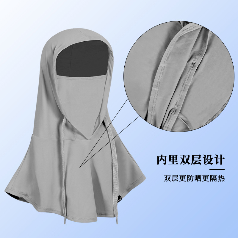 Picture of Outdoor Cycling Sun Hat, Sun Protection Mask, Large Size Neck Guard, Full Face Uv Protection, Ear Hanging, Ice Silk Face Covering