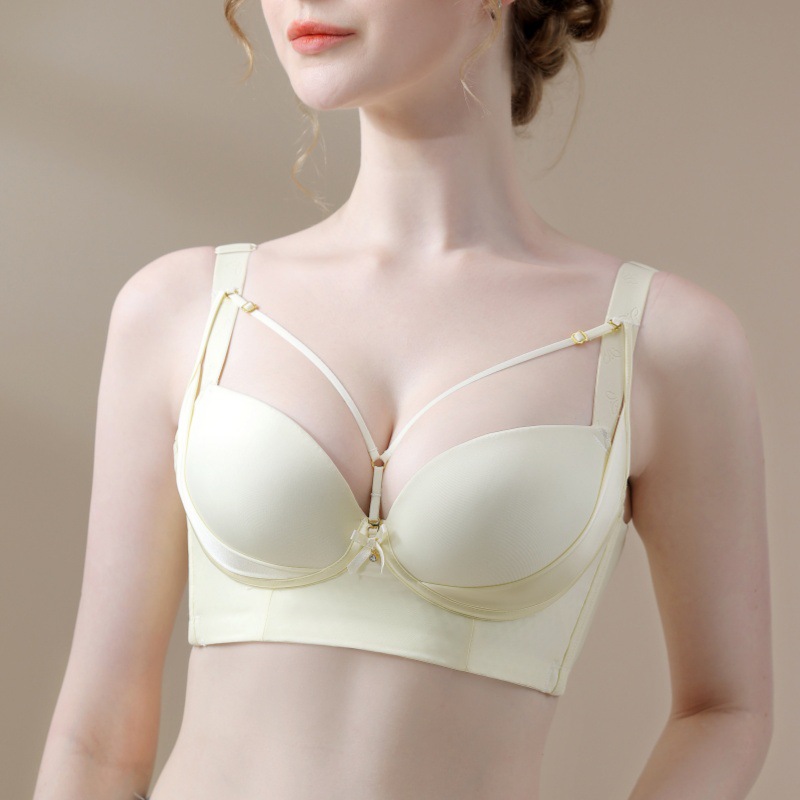 Price-controlled 69 smooth surface without steel ring molding adjustment type seamless gathered plus size underwear women's beautiful back big chest small upper support