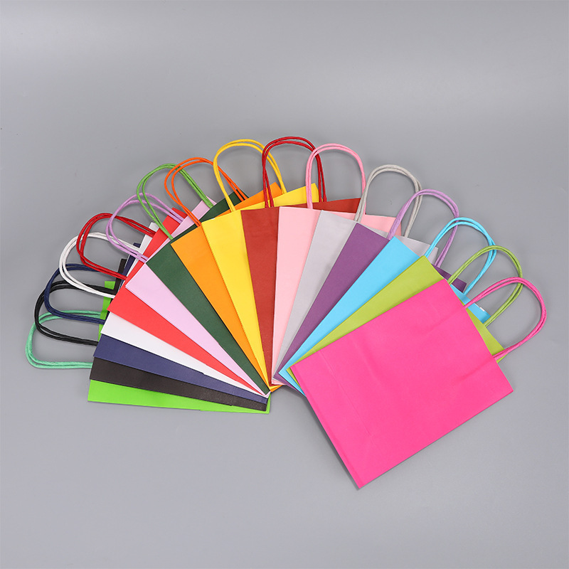 Colorful Kraft Paper Bag Simple Take-out Packaging Portable Paper Bag Candy Color Colorful Square Gift Portable Paper Bag