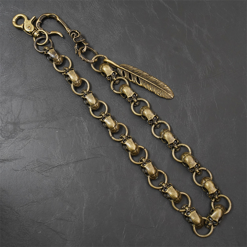 New Fashion Men's Clothing Accessories Pants Chain Skull Skull Alloy Link Hook Hip Hop Metal Bronze Chain