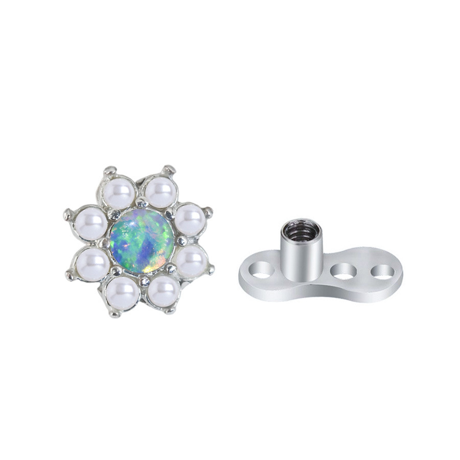 Picture of Stainless Steel 1.6mm Puncture Jewelry Claw Zirconium Buried Bone Nail Puncture Opal Pearl Buried Nail Base Implant Nail