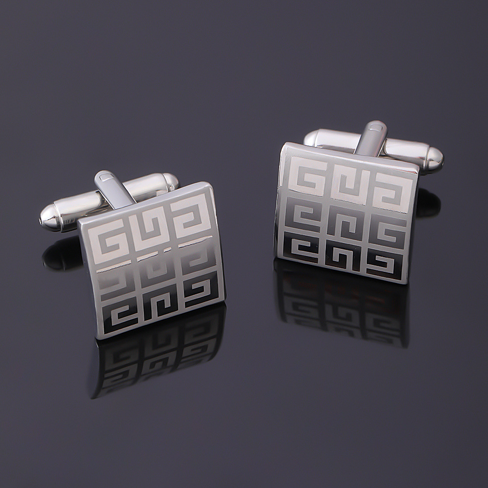 Cross-border New European and American Jiugongge Laser Cufflinks Foreign Trade Cufflinks French Shirt Cuff Buttons Cufflink