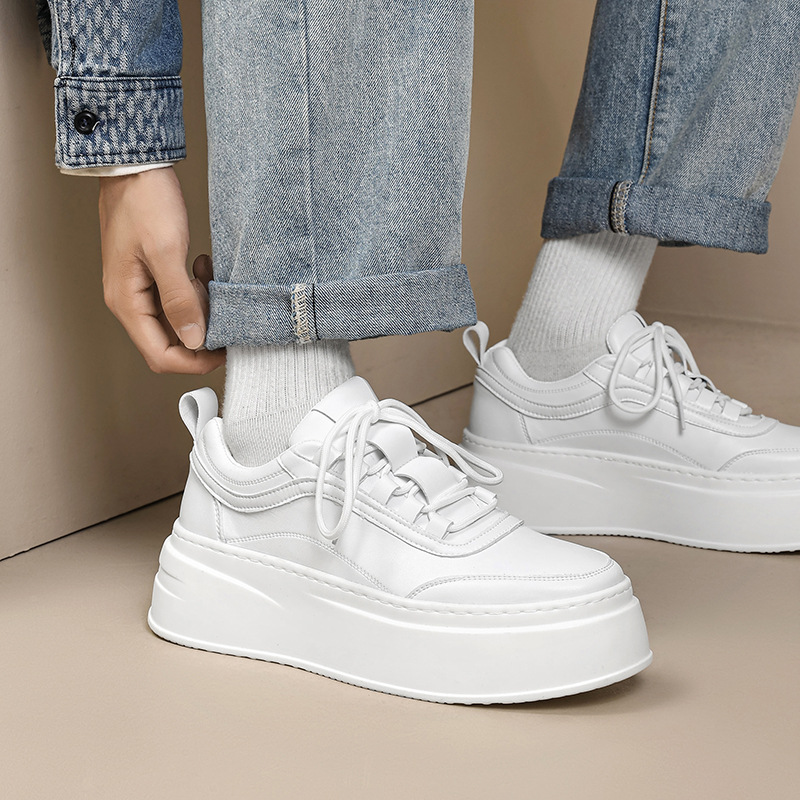 Trendy small white shoes men's 2023 autumn new thick-soled breathable shoes men's board shoes increased sports casual shoes