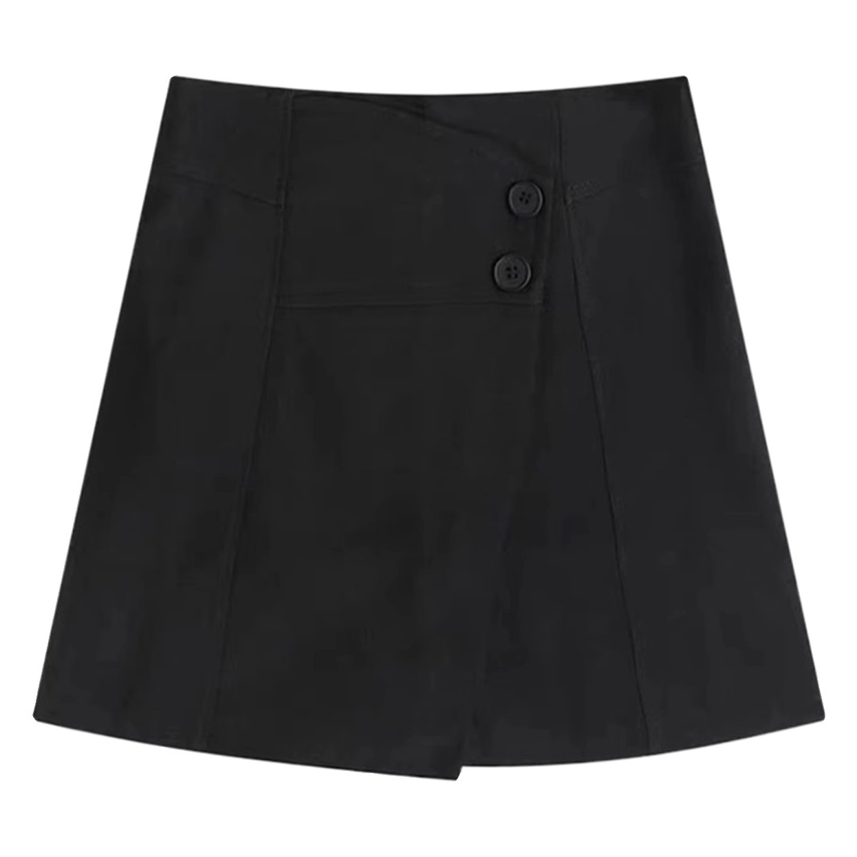 Short Pant Skirt Women's 2024 Spring New Design Sense Button High Waist Wide Leg Pants Fashion Casual Slim A- line Pant Skirt