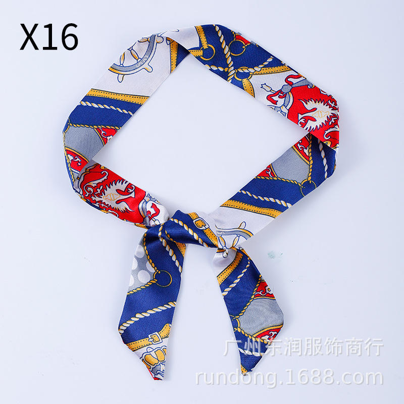 Picture of Silk Scarf Wholesale Long Beveled Small Silk Scarf Double-layer All-match Hair Belt Ribbon Decoration Tie Bag Hand Gift Box Silk Scarf