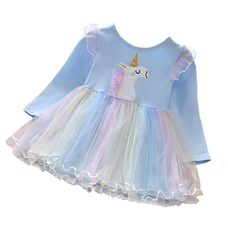 Picture of Autumn 2025 New Girls' dress Long Sleeve Princess Elsa Dress Unicorn Cloth Embroidered Western Style Girls' Dress