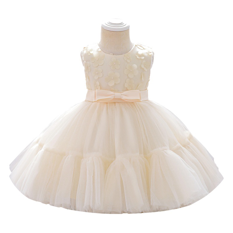 2024 European and American Amazon Flower Girls Princess Skirt Three-dimensional Flower Mesh Puffy Skirt Spot Children's Dress Princess Skirt