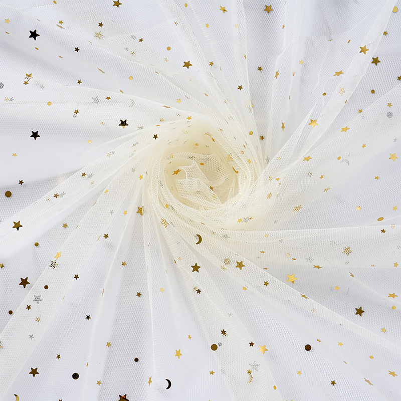 Picture of Star Moon Mesh Fabric Star Gauze Star Moon Yarn Decorative Background Gauze Skirt Yarn Sequin Soft Yarn Handmade diy