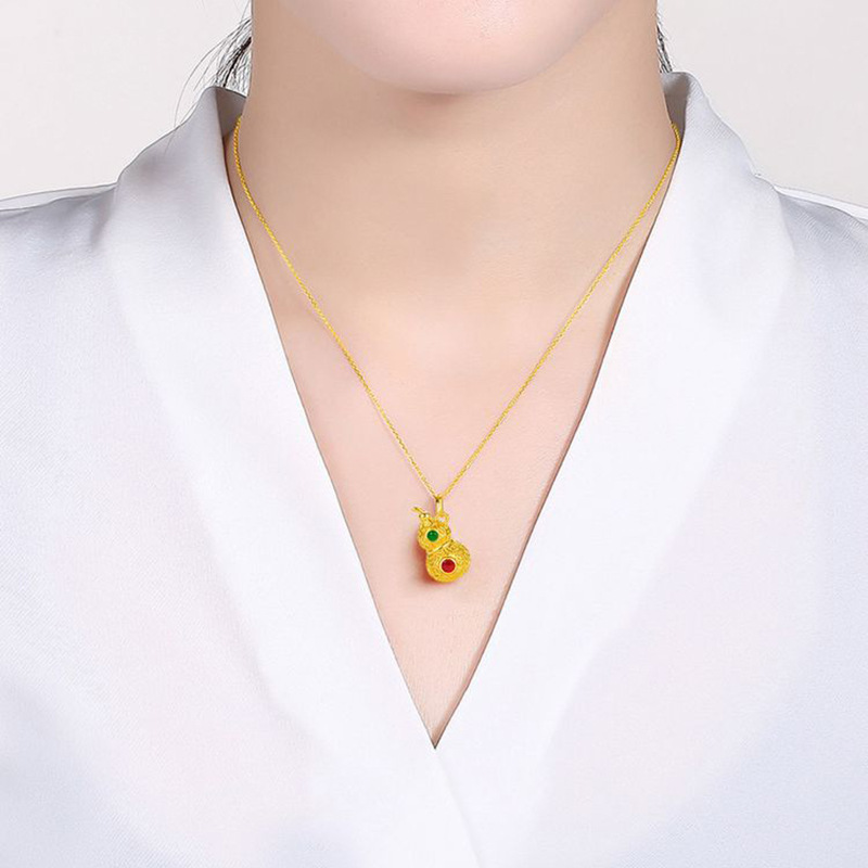 Picture of Qianxin Jewelry 18K Gold Gourd Pendant Au750 Hollow Ancient Style Palace Gourd Jewelry Accessory National Style Gourd