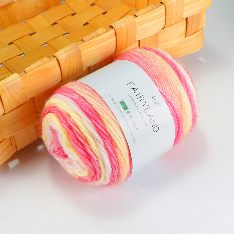 Picture of Cake line gradient segment dyed milk cotton wool ball ball scarf hat diy hand woven thread ball wholesale