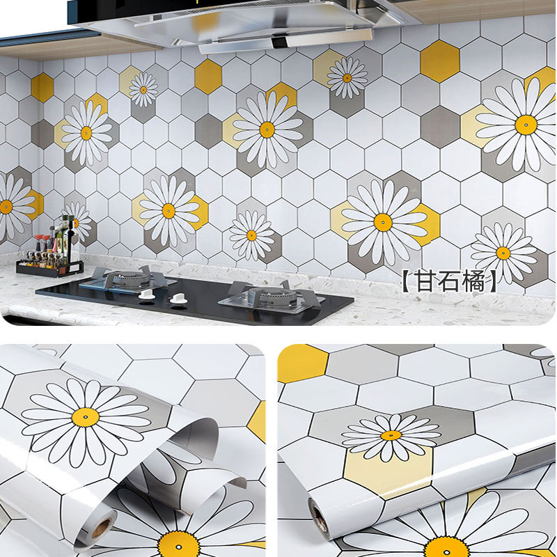 Picture of Wholesale kitchen oil-proof stickers self-adhesive wall stickers bathroom renovation milk tea shop waterproof high temperature resistant stove wallpaper porcelain