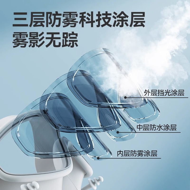 Picture of Children's Swimming Goggles Waterproof Anti-fog HD Men's and Women's Big Frame Adult Swimming Glasses Professional Training Diving Hat Set