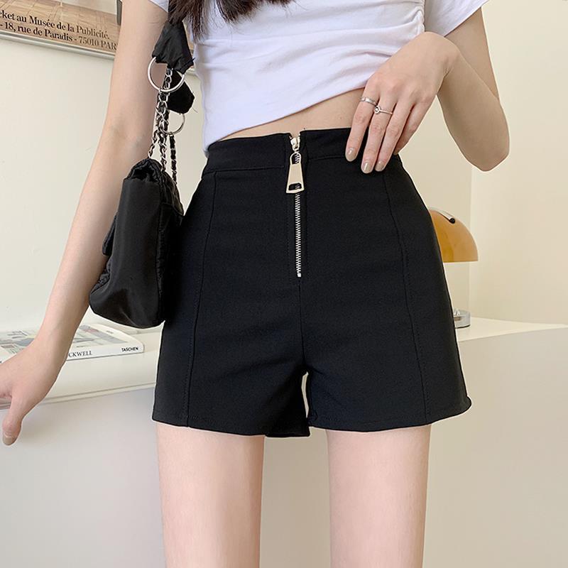 Plus size chubby girl shorts women's 2024 Summer high waist loose slimming A- line wide leg pants black suit casual hot pants