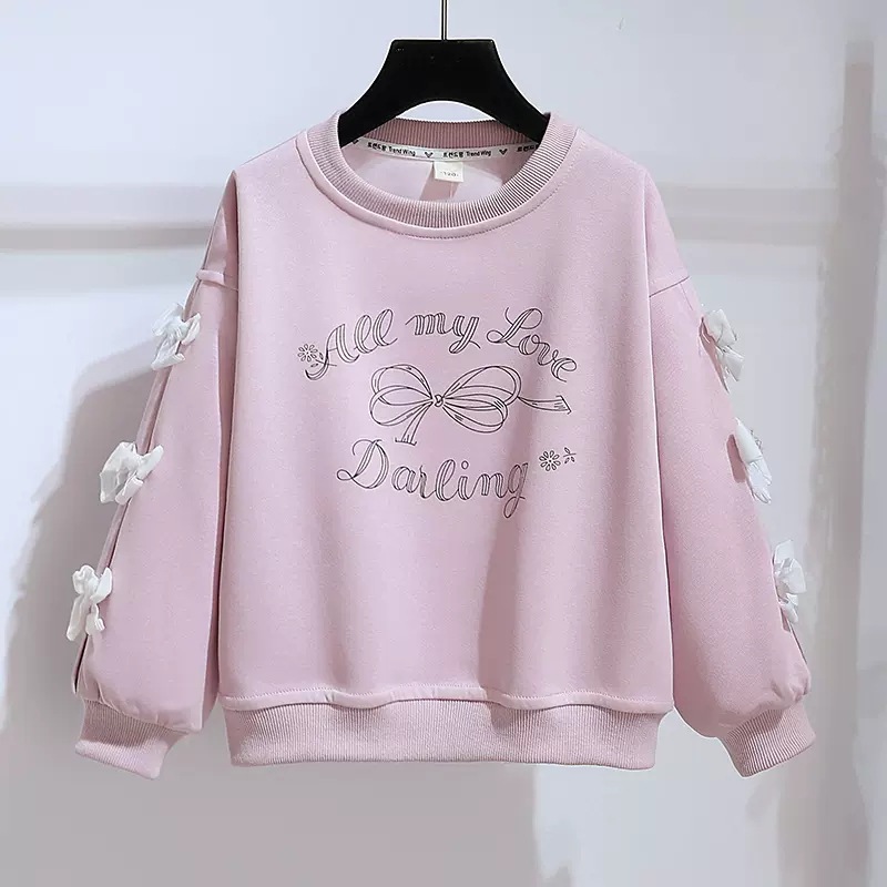 Girls' Sweat Autumn Clothing Large Children's New Style Western Style Children's Spring and Autumn Long Sleeve Girls' Autumn Children's Clothing All-match Top