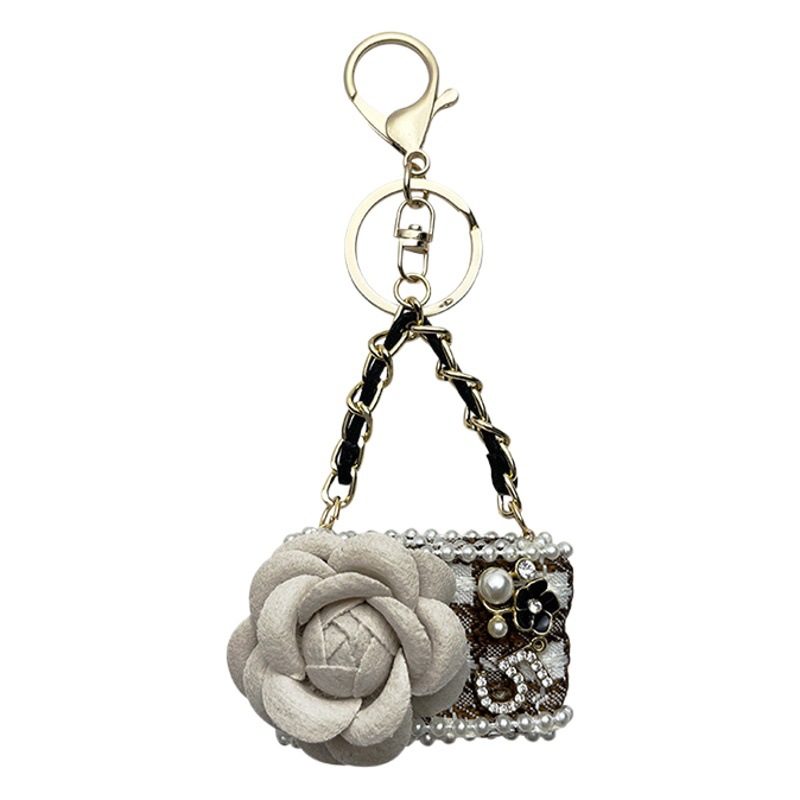 Fashion Camellia mobile phone bag model key chain personalized creative bag pendant car key chain female cross-border