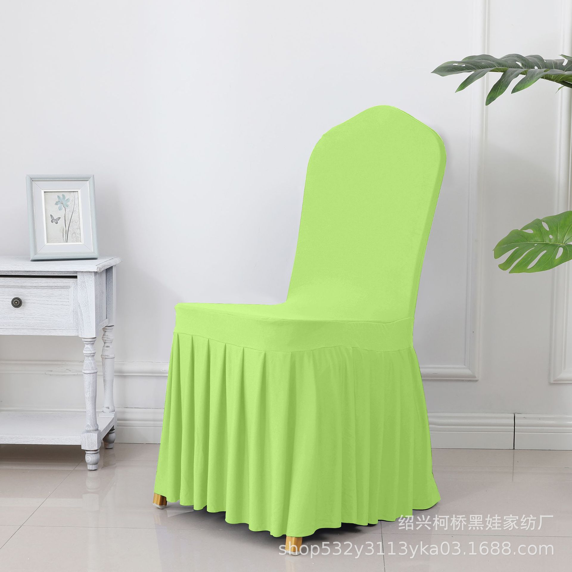 Picture of Chair Cover Thickened Stretch Pleated Skirt Dining Chair Cover Hotel Wedding Banquet Event Stool Cover Hotel Cloth