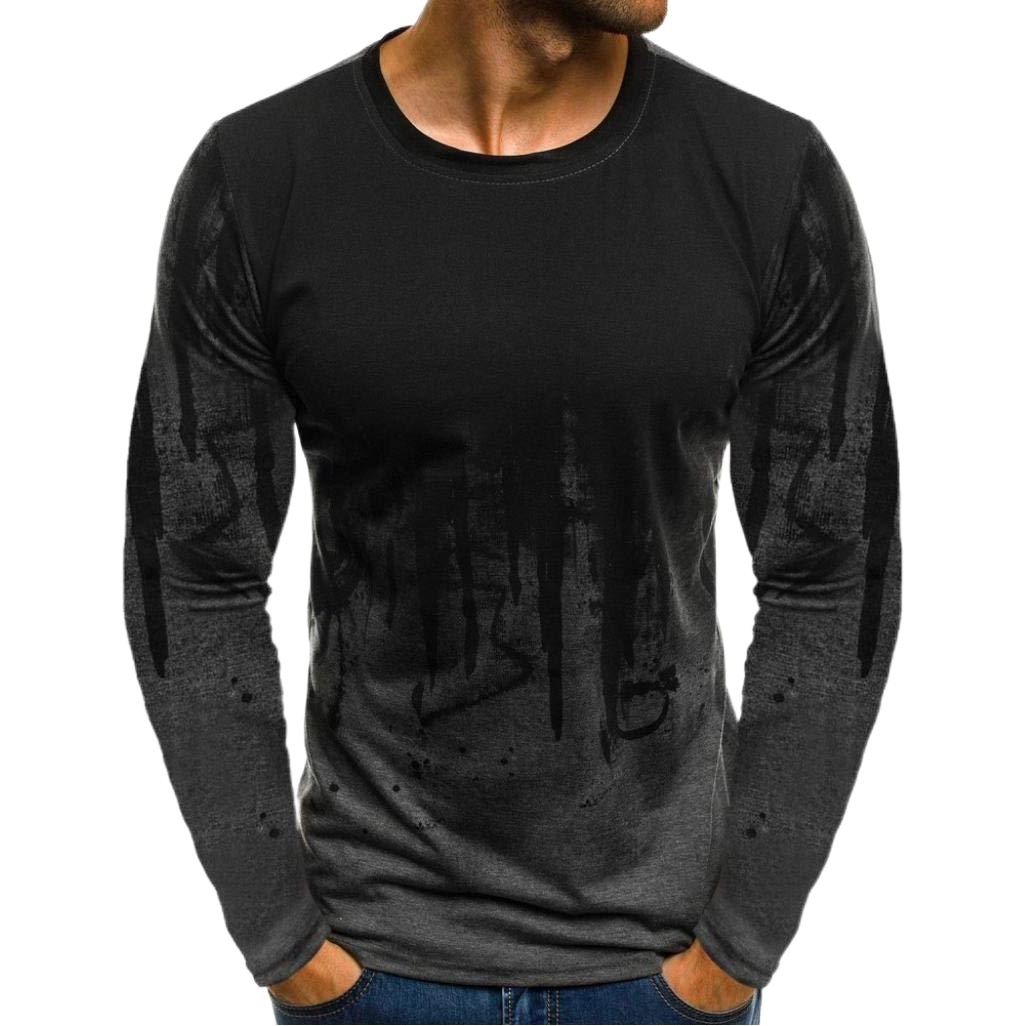 New Men's Fashion Sports Fitness Personality Printed T-shirt Men's Summer Thin Long Sleeve T-shirt