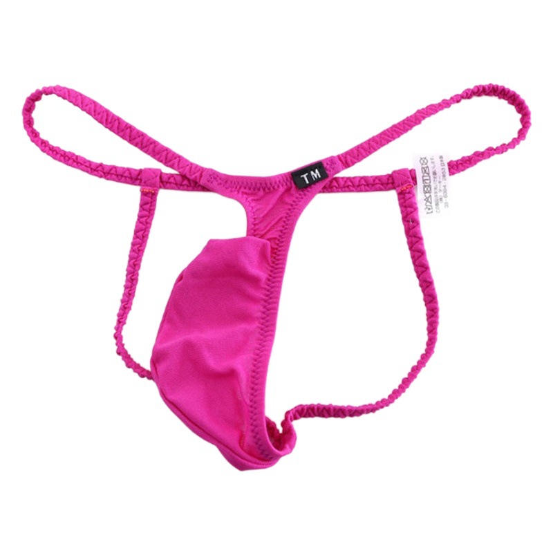 New men's large bag double thong Men's Ice Silk U convex bag low waist sexy double Ding base fashion underwear wholesale