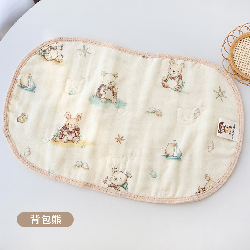 Picture of Sweat-Absorbent and Non-Stuffy Cartoon Kidsren's Pillow, Soft and Breathable Eight-Layer Gauze Baby Pillow, Cloud Pillow, Newborn Category a