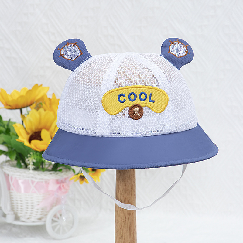 Picture of 0-2 years old baby New basin hat summer sunscreen breathable net hat travel sun hat mesh children fisherman hat