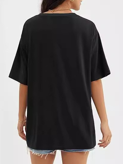 Picture of 2024 Cross-border Foreign Trade Amazon wish European and American Women's Summer New Round Neck Loose Casual Short-sleeved T-shirt Women