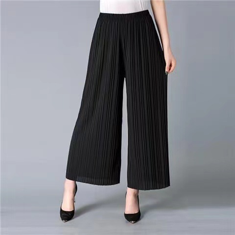 Picture of 20 Wide Leg Pants Women's Pleated Chiffon High Waist Looser Skirt Pants Large Swing Draped plus size Casual Ankle Pants for Spring and Summer