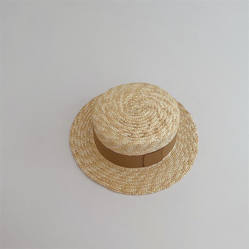 Picture of Summer hand-woven straw hat with large brim 5cm Korean style all-match sunscreen hat breathable flat top hat ins beach sun hat