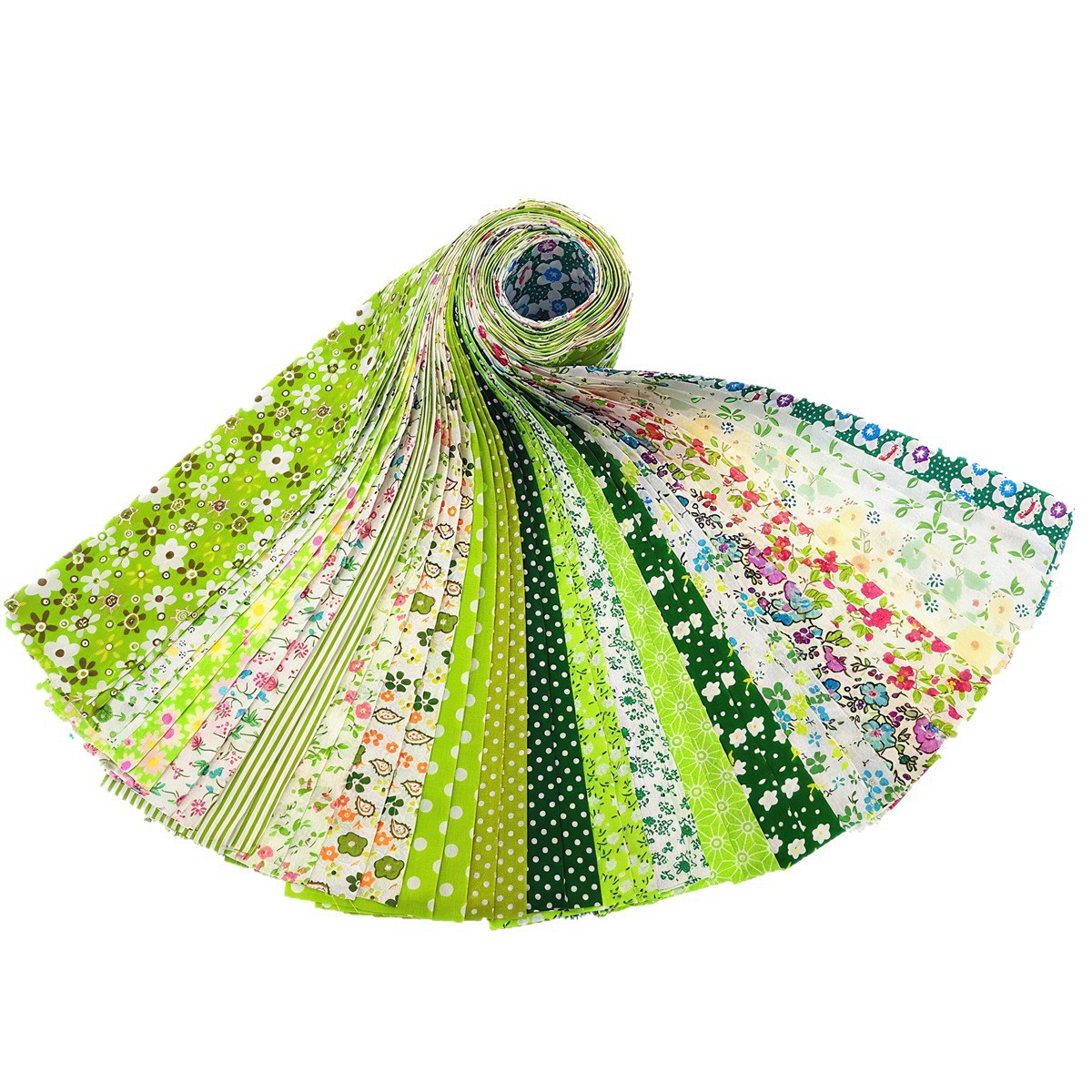 DIY cloth group green cotton fabric jelly roll cotton small fresh floral long strip quilted splicing process fabric