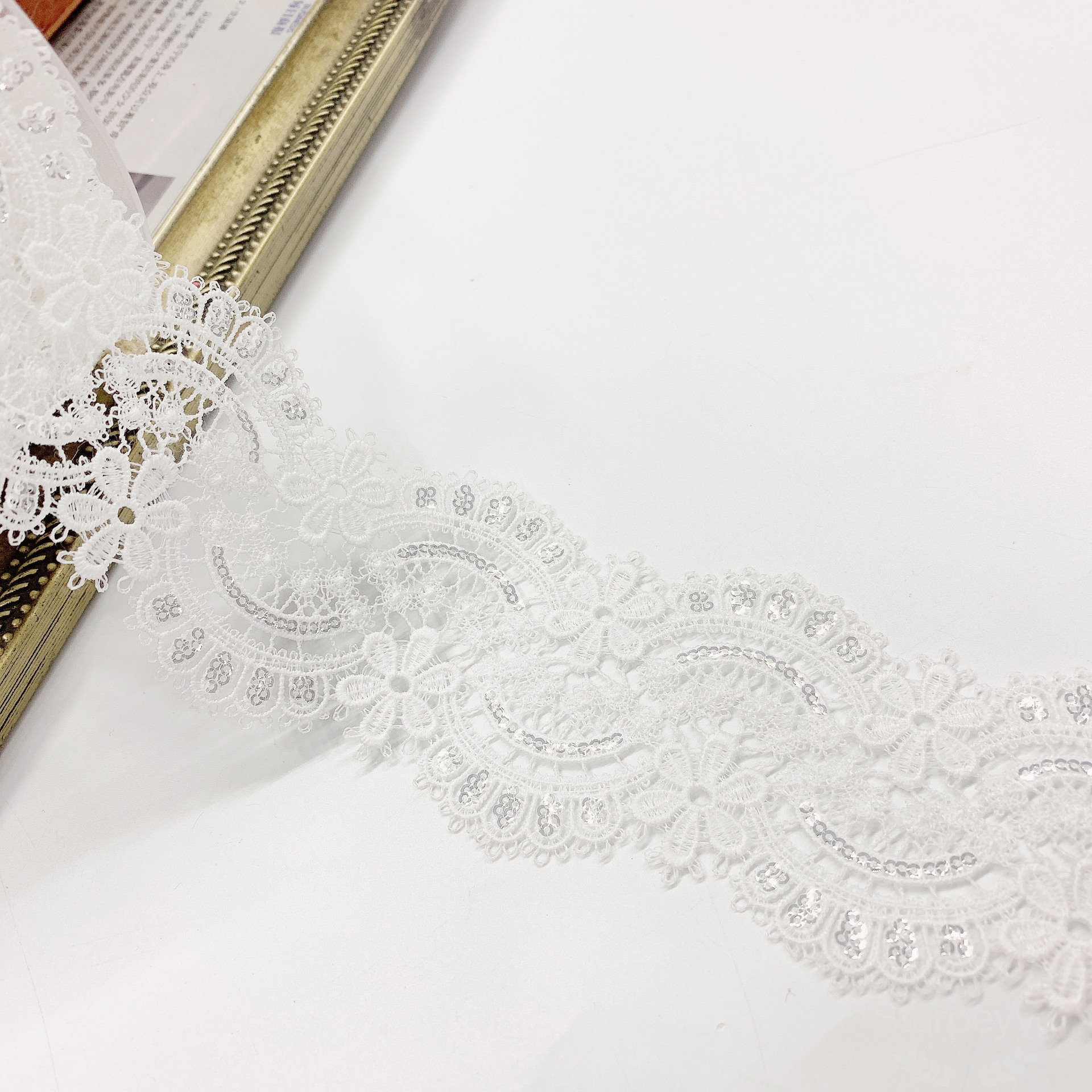 Milk silk barcode home accessories double wave in stock wholesale embroidered lace garment accessories water soluble beads lace