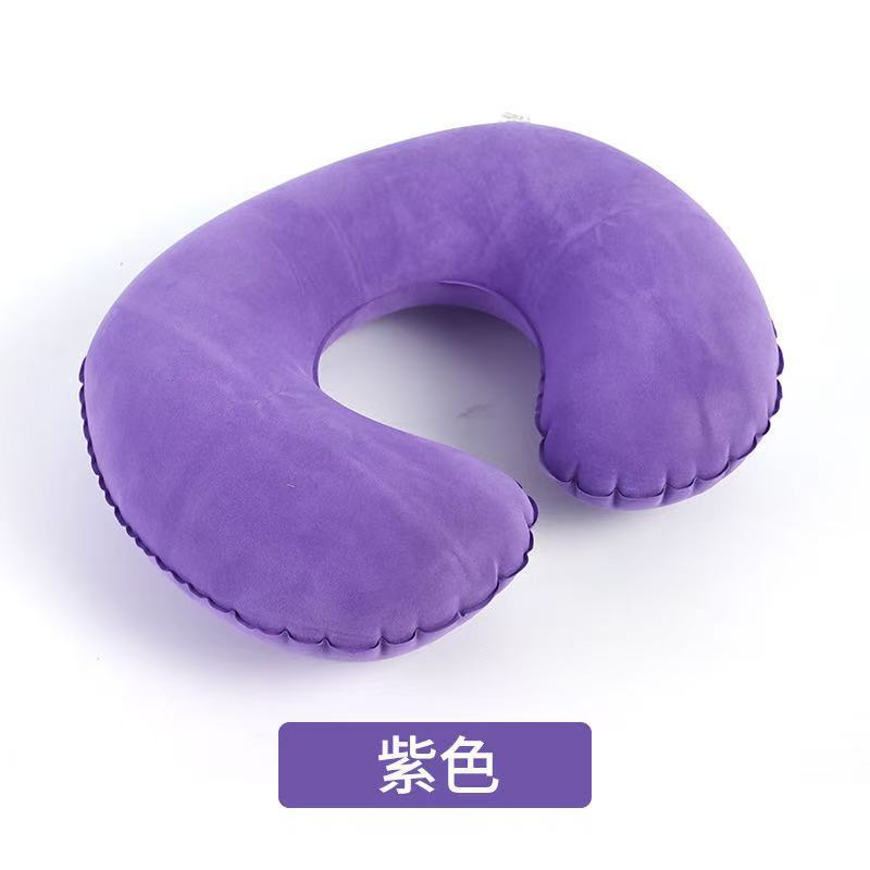 Picture of in stock travel inflatable pillow car airplane neck pillow U-shaped inflatable pillow pvc flocking travel pillow wholesale