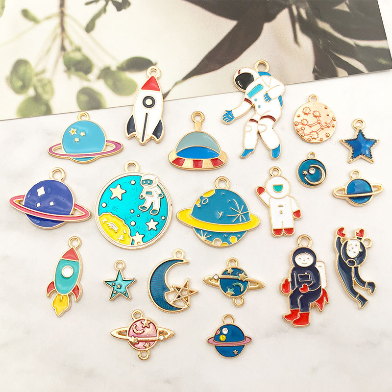Picture of 1 Astronaut Space Rocket Star Accessory Alloy Oil Drop Pendant Earrings Bracelet Pendant Space Fashion Jewelry