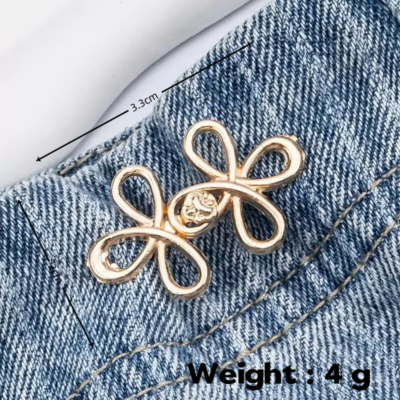 Picture of Chinese Knot Waist Buckle Pair Buckle Flat Bottom Removable Nail-free Seam-free Button Girl's Trouser Skirt Waist Size Change Artifact