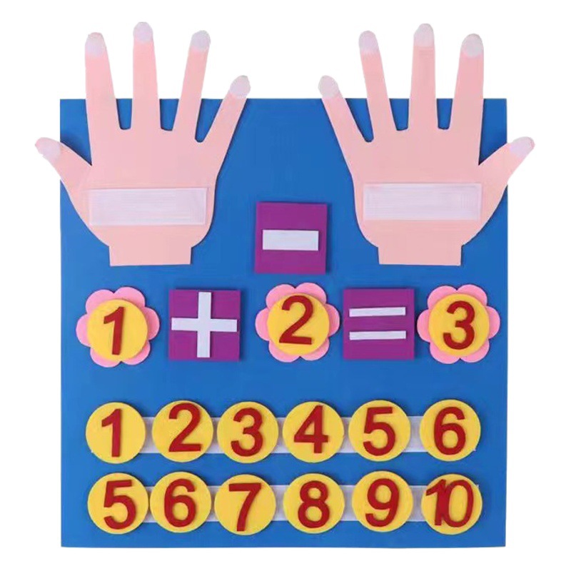 Wholesale felt children's early education addition and subtraction finger board children's hands-on training Digital addition and subtraction math board