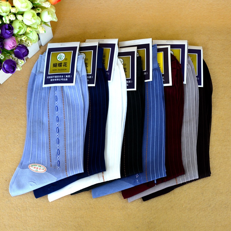 Picture of Butterfly flower men's nylon stockings old-fashioned stockings middle-aged and elderly loose stockings old-fashioned nylon dad socks