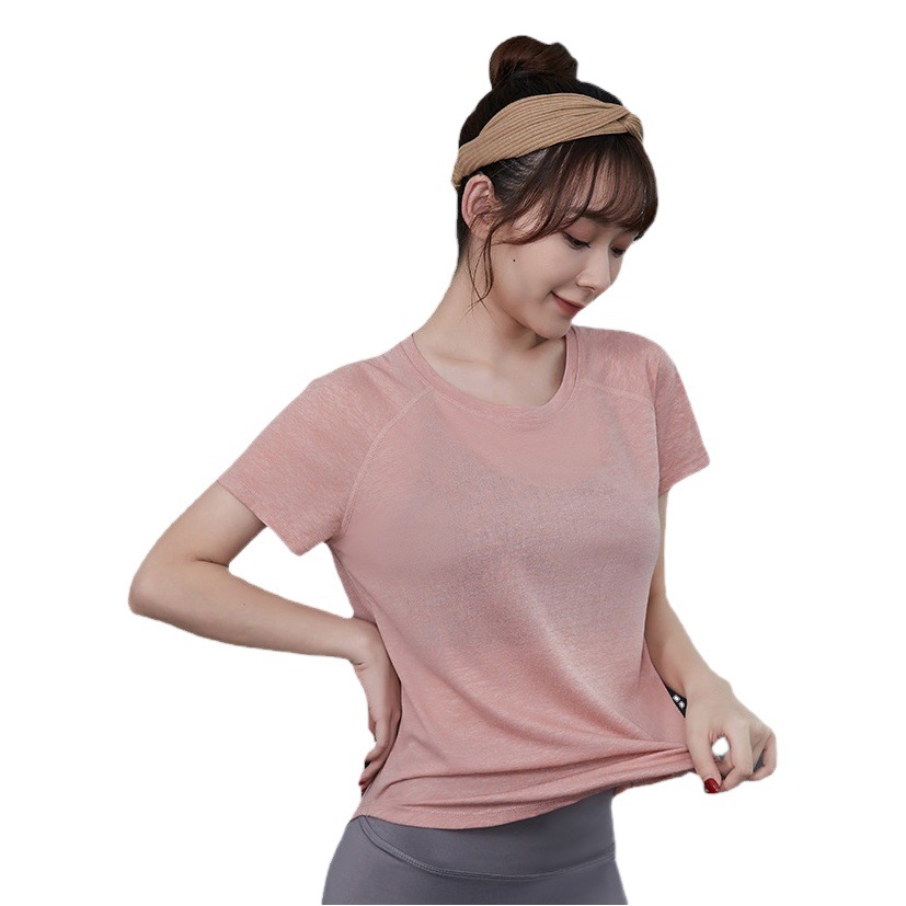 Yoga Clothing Short-sleeved Women's Loose Breathable Mesh Quick-drying Sports Top Professional Fashion Training Fitness T-shirt Blouse