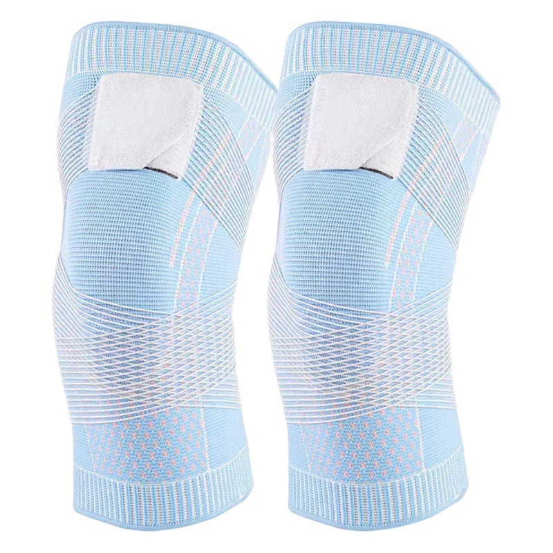 Factory breathable sports knee pads transparent strap silicone knee pads basketball riding running elastic knitted knee pads