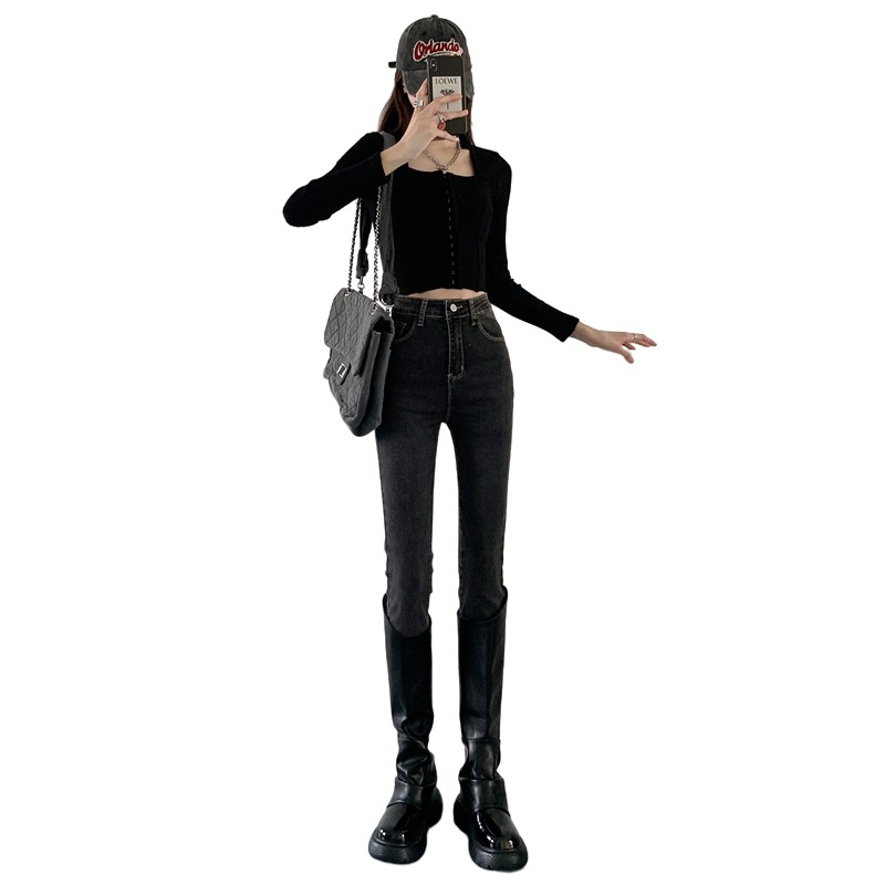 Picture of High Waist Jeans Women's Spring and Autumn 2023 New Tight Slimming Stretch Pencil Slim-Fit Small Feet Long Trendy Pants