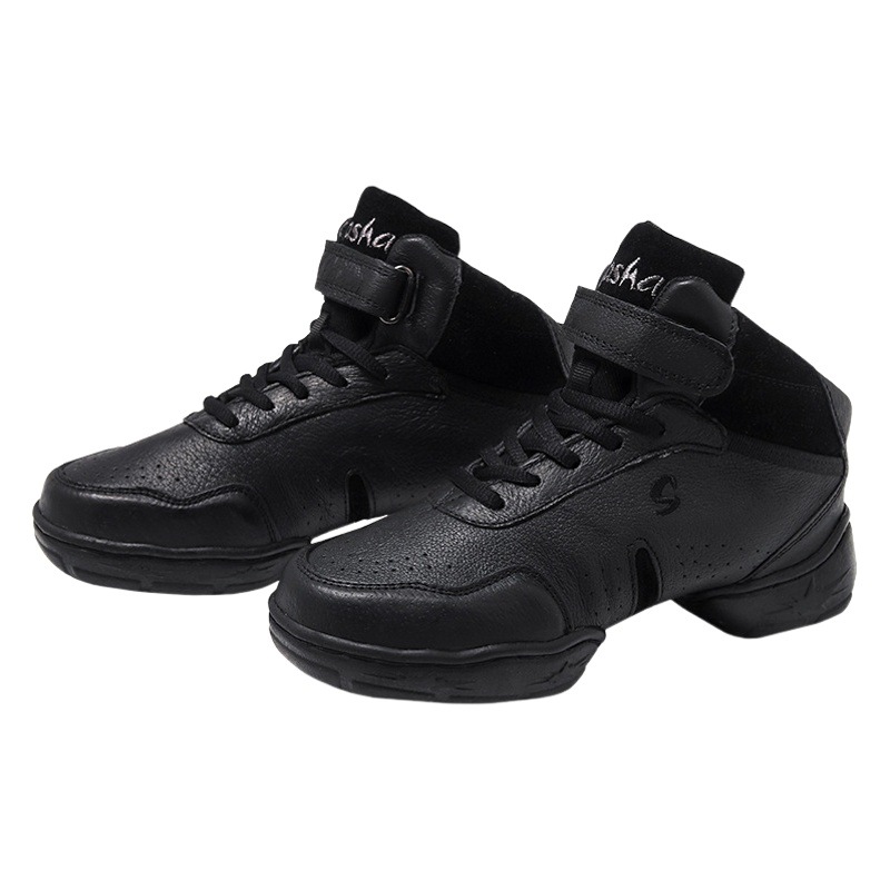 Jazz Modern Dance Shoes for Kidsren and Girls Soft Sole Practice Cowhide Square Dance 2025 New Black Dance Shoes