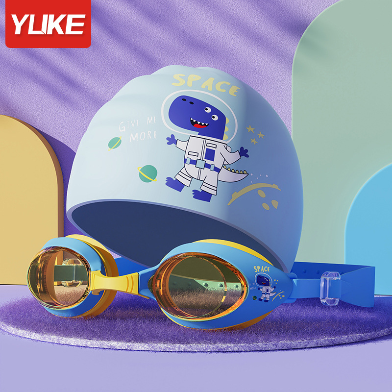 Picture of Children's Goggles Waterproof Anti-Fog HD Boys and Girls Cartoon Professional Swimming Glasses Diving Goggles Swimming Cap suit