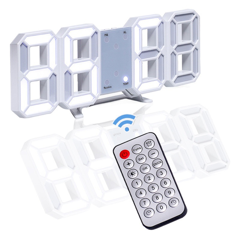 Remote Control Wall Clock, Multifunctional Digital Electronic Clock, Cross-Border Hot-Selling 3D Stereo Clock, Remote Alarm Clock, Creative Electronic Clock