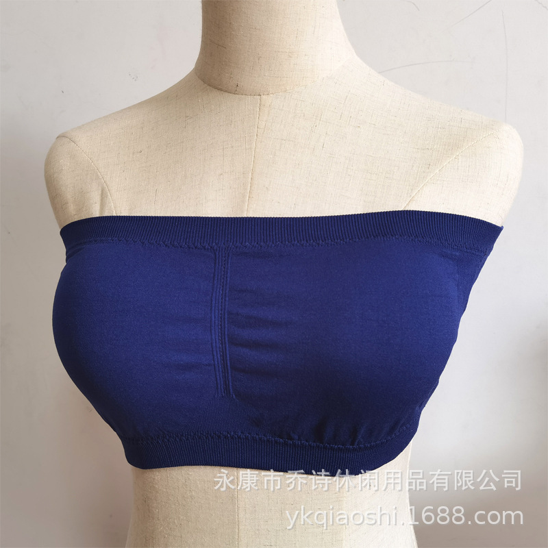 Picture of Foreign Trade One-Word Bra, Anti-Exposure, Plus Size Double-Layer Tube Top with Breast Pads, Breast Pads, Bottoming Intimates, No Steel Ring, Chest Wrap