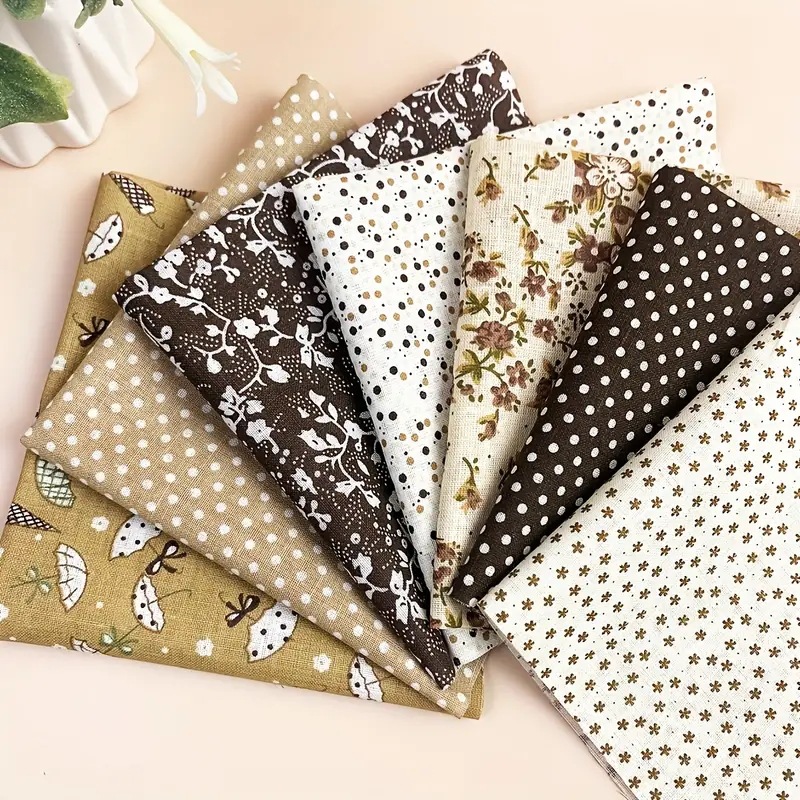 Cross-border trade cotton twill printing fabric floral plaid wave dot series 7 pieces of pure cotton group in stock wholesale