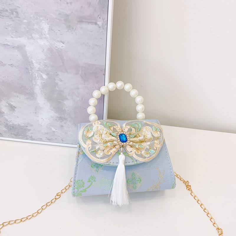 Picture of Hot Selling Children Shoulder Bag Exquisite Antique Little Girl Coin Purse Cute Princess Outdoor Casual Pearl Handbag