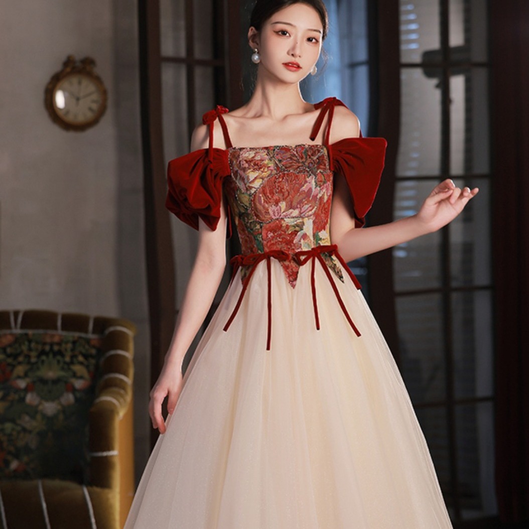 French Mesh Splicing, Stunning Elegant Evening Dress, Accessible Luxury, Classy French Engagement, Birthday Art Test Dress, Can Be Worn at Ordinary Times