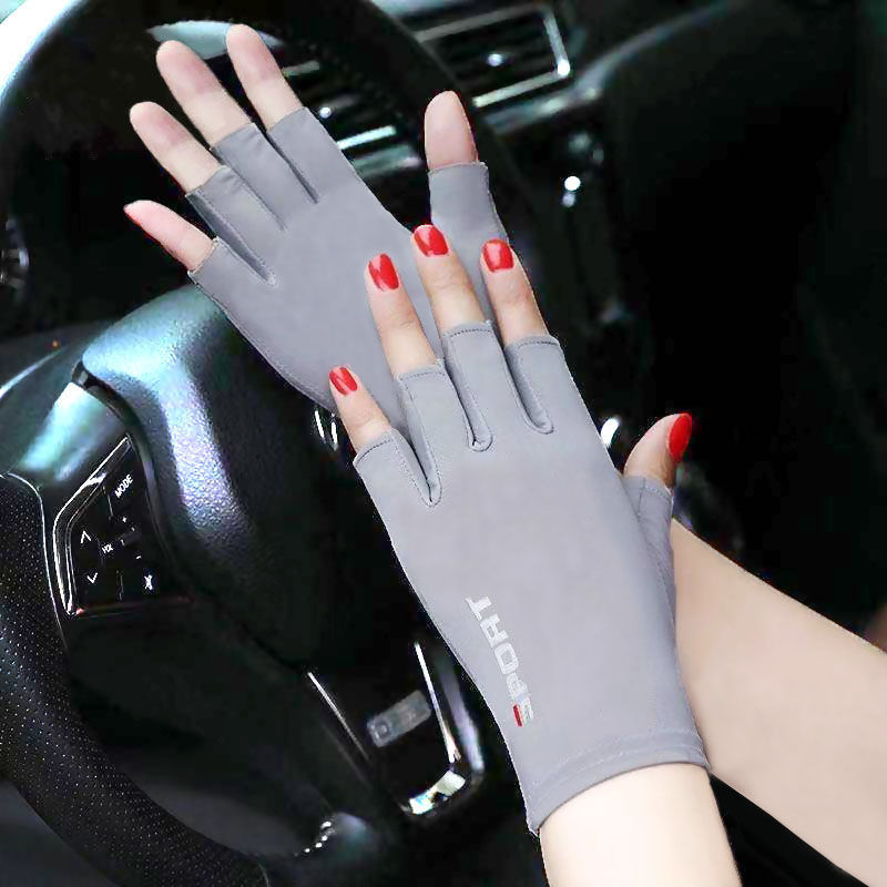 Picture of Gloves Men's and Women's Summer Open Finger Thin Ice Driving Leakage Two Finger Fishing Half Finger Riding Takeaway Rider Sports