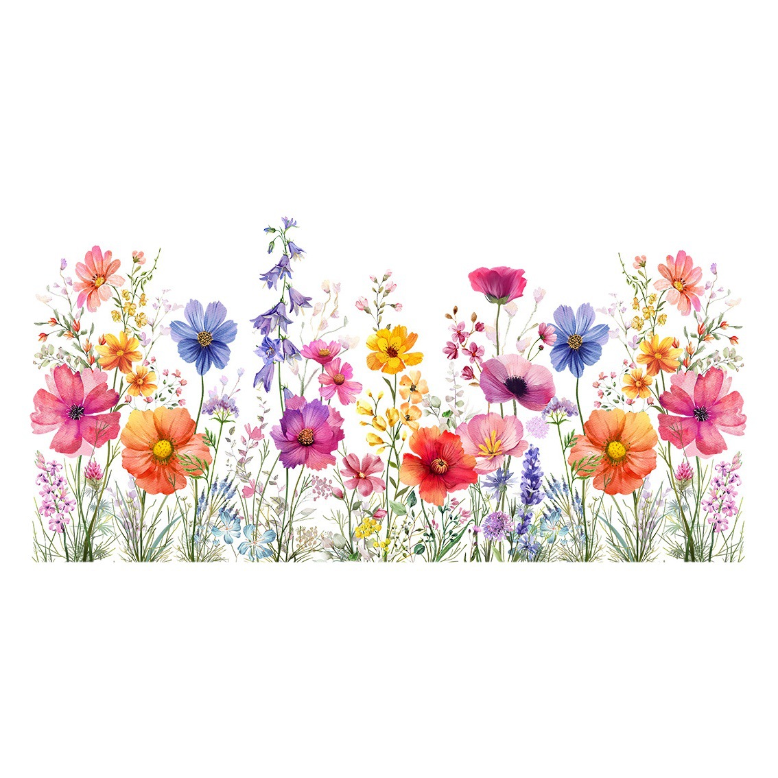 DJ3064 colorful flower blue wind chimes static window stickers double-sided visual glass decorative stickers removable pvc
