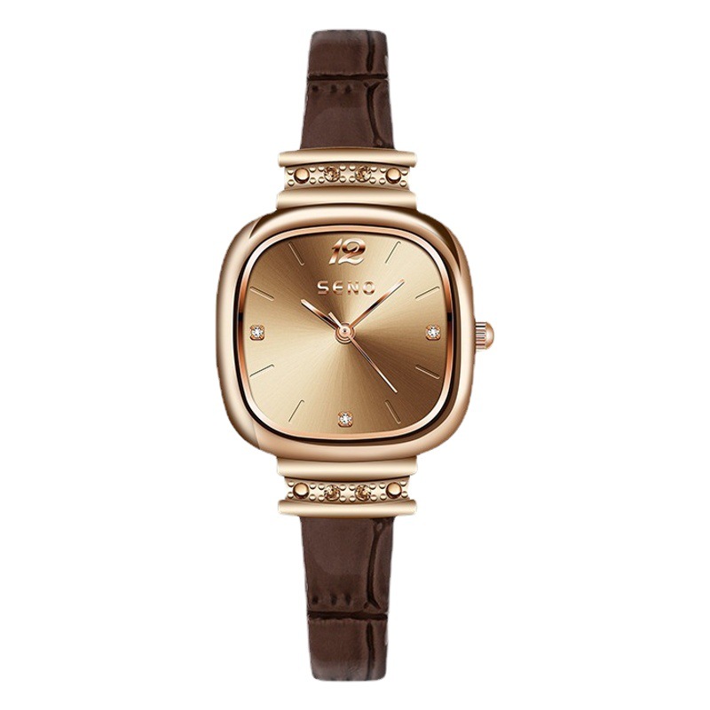 Chennuo Seno Square Waterproof Women's Watch Small Sugar Cube Fashion Belt Quartz Women's Watch Dropshipping Pearls
